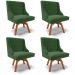 Kit 4 Cadeiras Estofadas Base Giratória de Madeira Lia Suede Verde - Ibiza