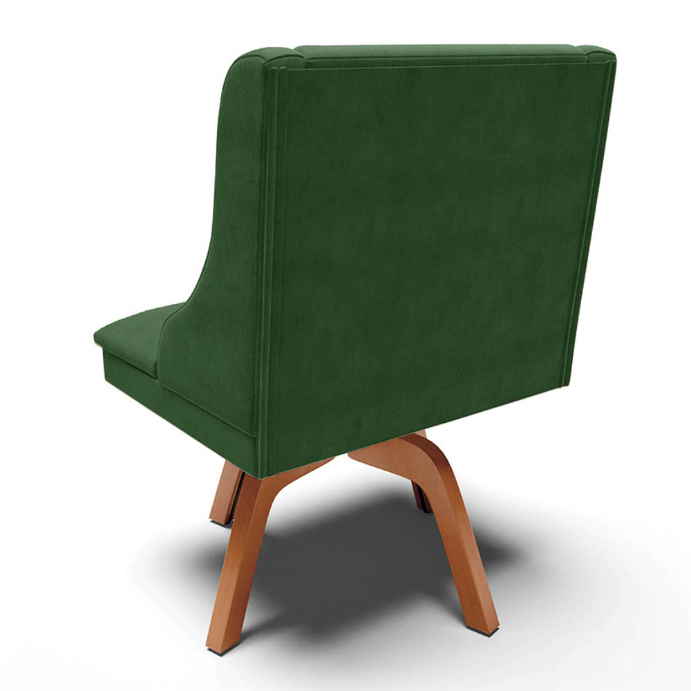 Kit 4 Cadeiras Estofadas Base Giratória de Madeira Lia Suede Verde - Ibiza