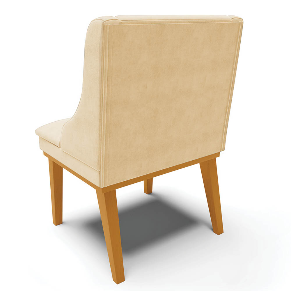 Kit 4 Cadeiras Estofadas para Sala de Jantar Base Fixa de Madeira Castanho Lia Suede Bege - Ibiza