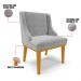 Kit 4 Cadeiras Estofadas para Sala de Jantar Base Fixa de Madeira Castanho Lia Suede Cinza - Ibiza