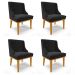 Kit 4 Cadeiras Estofadas para Sala de Jantar Base Fixa de Madeira Castanho Lia Suede Preto - Ibiza