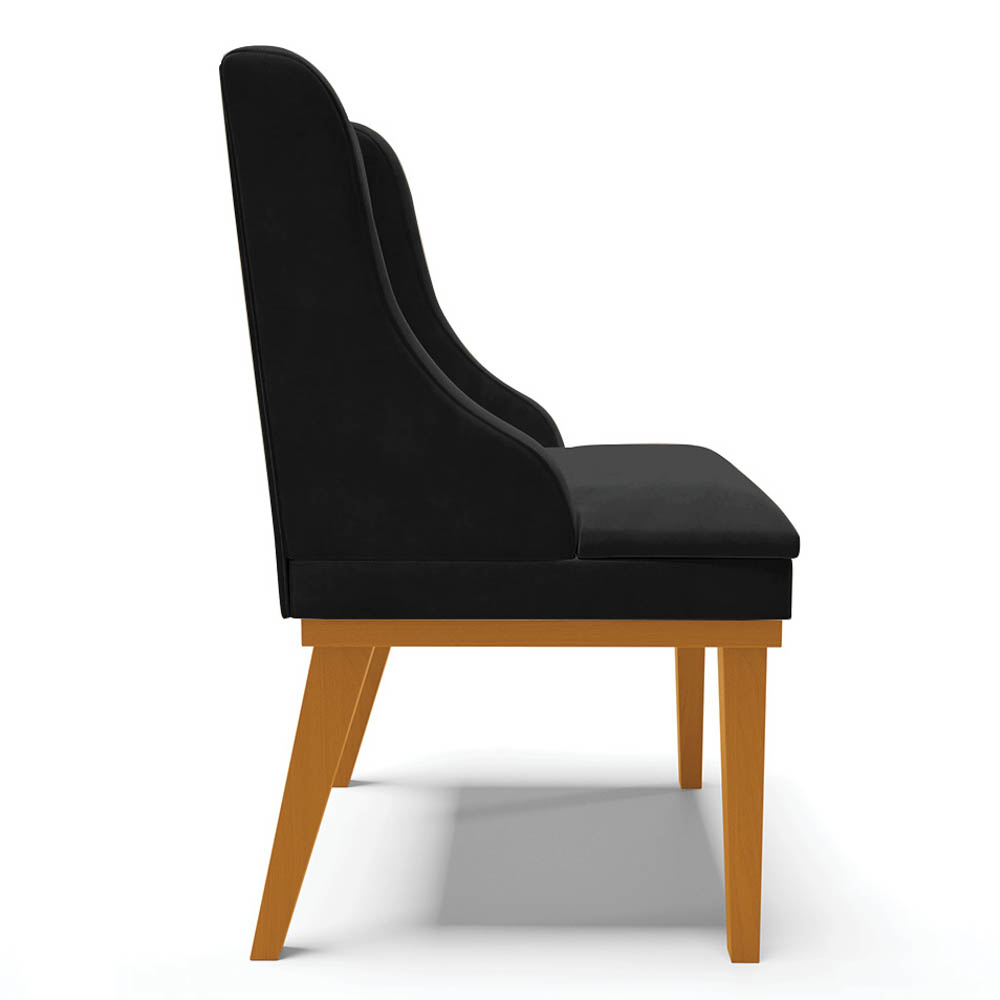 Kit 4 Cadeiras Estofadas para Sala de Jantar Base Fixa de Madeira Castanho Lia Suede Preto - Ibiza