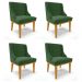 Kit 4 Cadeiras Estofadas para Sala de Jantar Base Fixa de Madeira Castanho Lia Suede Verde - Ibiza