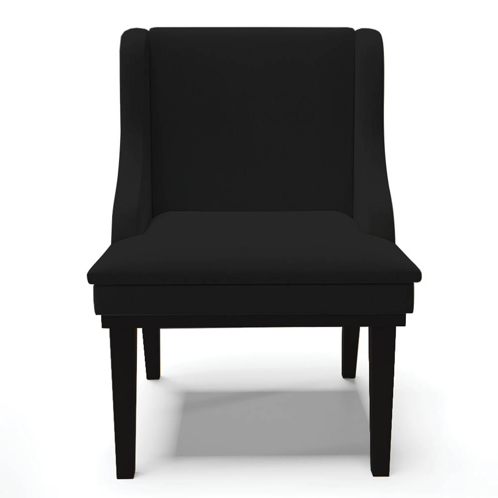 Kit 4 Cadeiras Estofadas para Sala de Jantar Base Fixa de Madeira Preto Lia Linho Preto - Ibiza