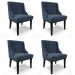 Kit 4 Cadeiras Estofadas para Sala de Jantar Base Fixa de Madeira Preto Lia Suede Azul Marinho - Ibiza