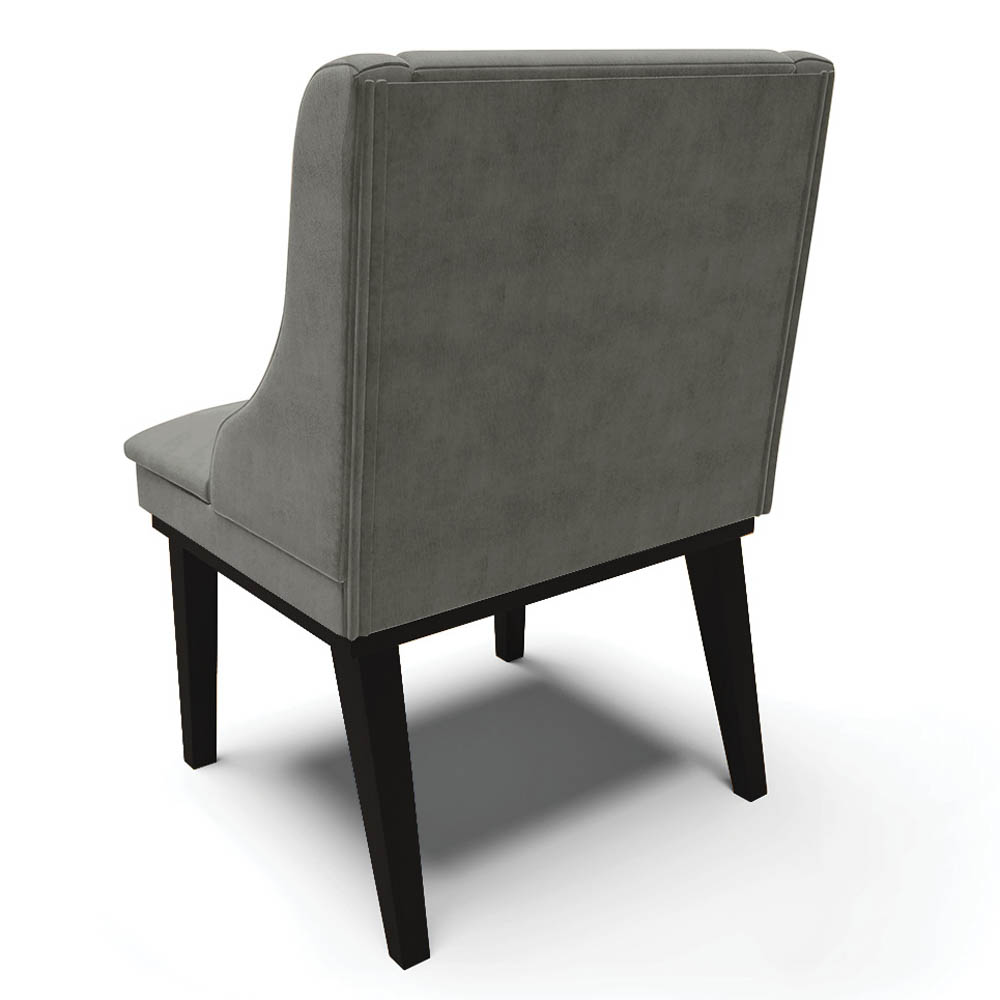 Kit 4 Cadeiras Estofadas para Sala de Jantar Base Fixa de Madeira Preto Lia Suede Grafite - Ibiza