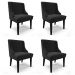 Kit 4 Cadeiras Estofadas para Sala de Jantar Base Fixa de Madeira Preto Lia Suede Preto - Ibiza