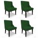 Kit 4 Cadeiras Estofadas para Sala de Jantar Base Fixa de Madeira Preto Lia Veludo Luxo Verde - Ibiza