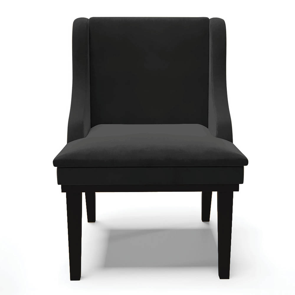 Kit 4 Cadeiras Estofadas para Sala de Jantar Base Fixa de Madeira Preto Lia Veludo Preto - Ibiza