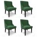 Kit 4 Cadeiras Estofadas para Sala de Jantar Base Fixa de Madeira Preto Lia Veludo Verde - Ibiza