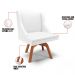 Kit 4 Cadeiras Estofadas para Sala de Jantar Base Giratória de Madeira Lia Sintético Branco - Ibiza