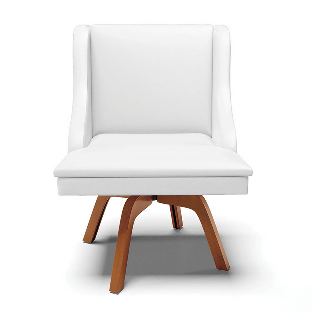 Kit 4 Cadeiras Estofadas para Sala de Jantar Base Giratória de Madeira Lia Sintético Branco - Ibiza