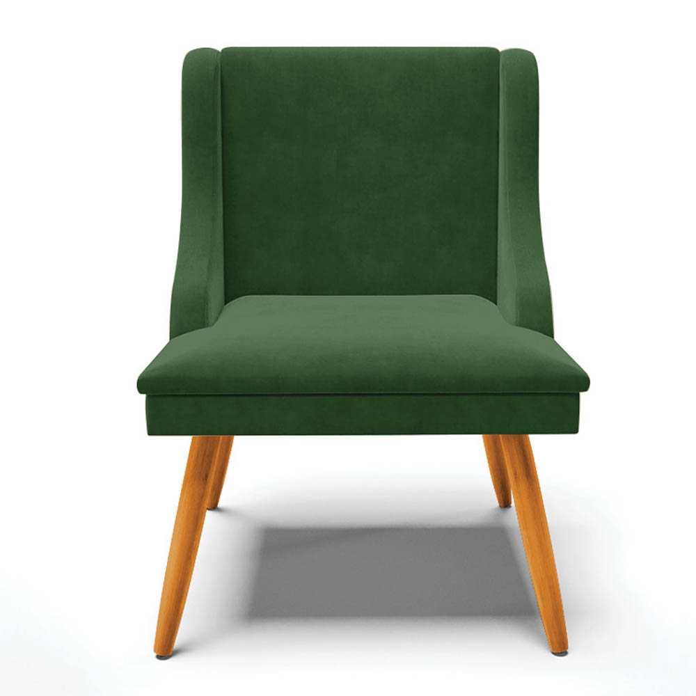 Kit 4 Cadeiras Estofadas para Sala de Jantar Pés Palito Lia Suede Verde - Ibiza