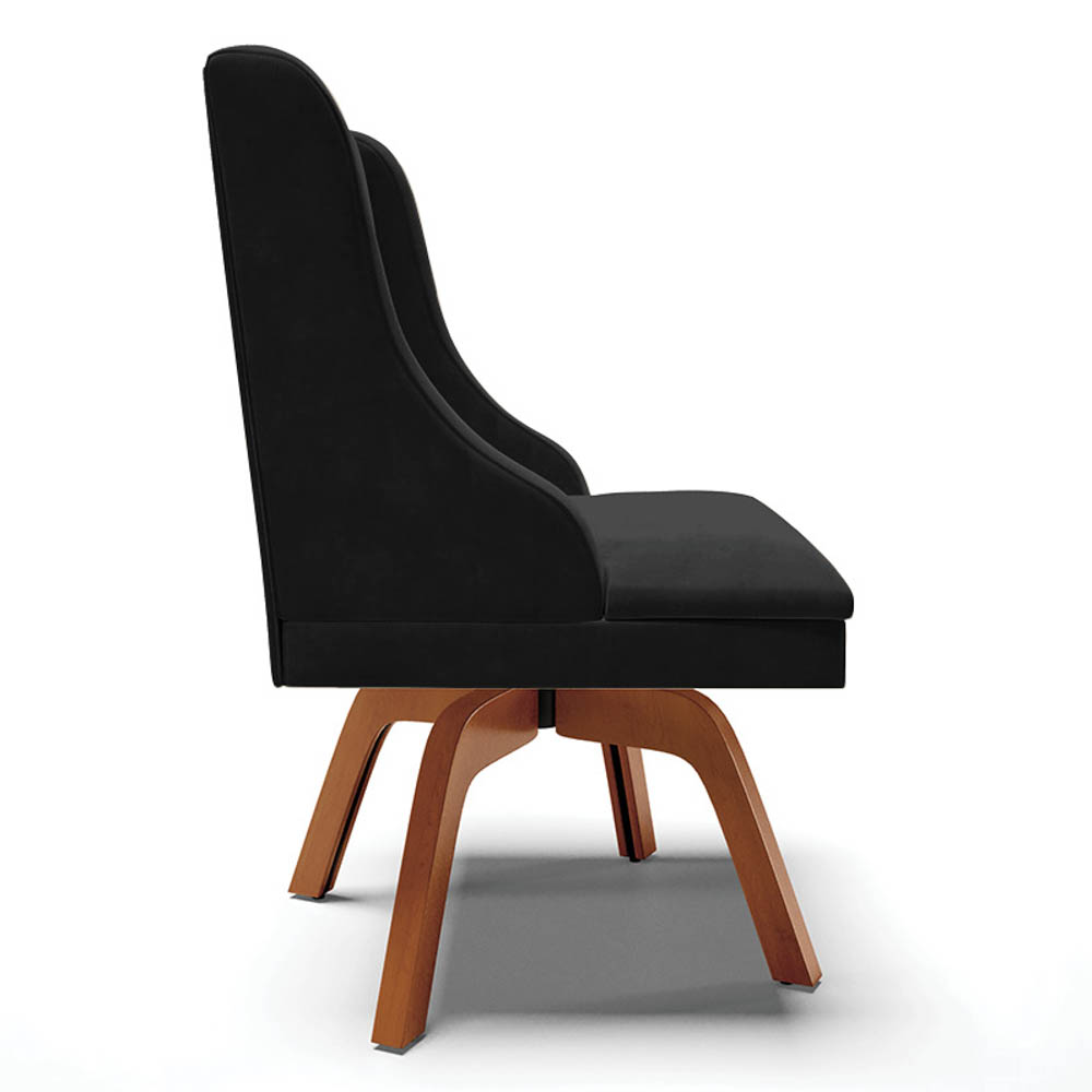 Kit 6 Cadeiras Estofadas Giratória para Sala de Jantar Lia Suede Preto - Ibiza