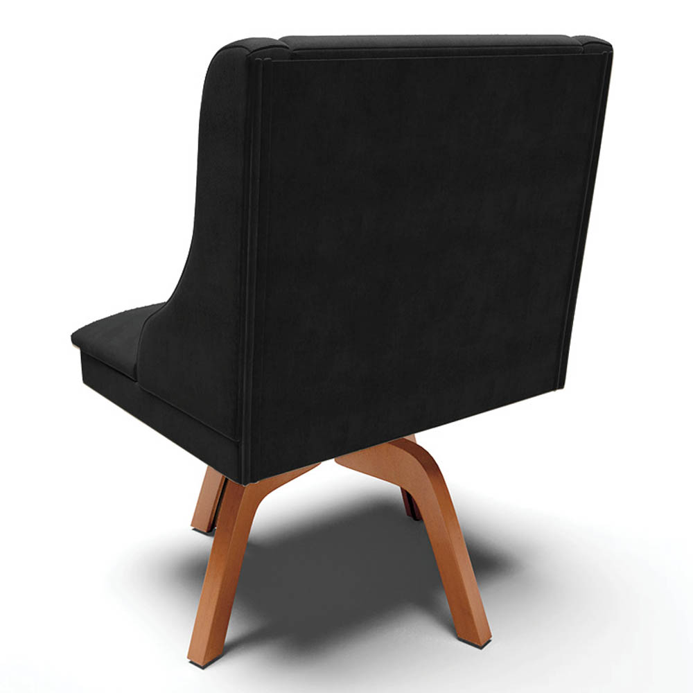 Kit 6 Cadeiras Estofadas Giratória para Sala de Jantar Lia Suede Preto - Ibiza