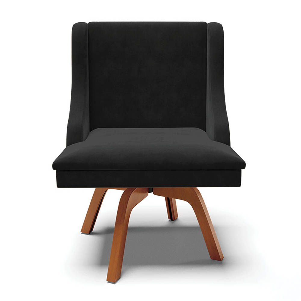 Kit 6 Cadeiras Estofadas Giratória para Sala de Jantar Lia Suede Preto - Ibiza