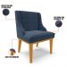 Kit 6 Cadeiras Estofadas para Sala de Jantar Base Fixa de Madeira Castanho Lia Suede Azul Marinho - Ibiza