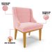 Kit 6 Cadeiras Estofadas para Sala de Jantar Base Fixa de Madeira Castanho Lia Suede Rosa bebê - Ibiza