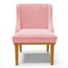 Kit 6 Cadeiras Estofadas para Sala de Jantar Base Fixa de Madeira Castanho Lia Suede Rosa bebê - Ibiza