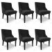 Kit 6 Cadeiras Estofadas para Sala de Jantar Base Fixa de Madeira Preto Lia Suede Preto - Ibiza