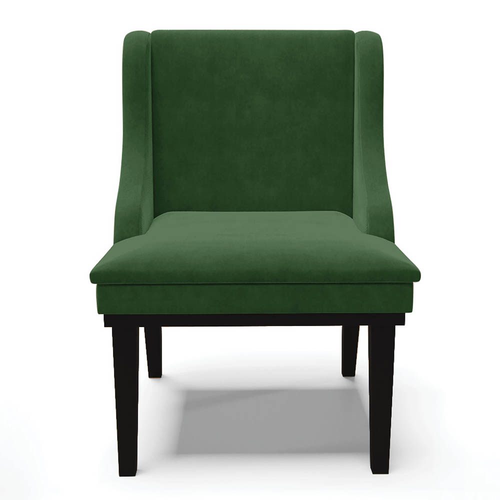 Kit 6 Cadeiras Estofadas para Sala de Jantar Base Fixa de Madeira Preto Lia Suede Verde - Ibiza