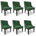 Kit 6 Cadeiras Estofadas para Sala de Jantar Base Fixa de Madeira Preto Lia Veludo Verde - Ibiza