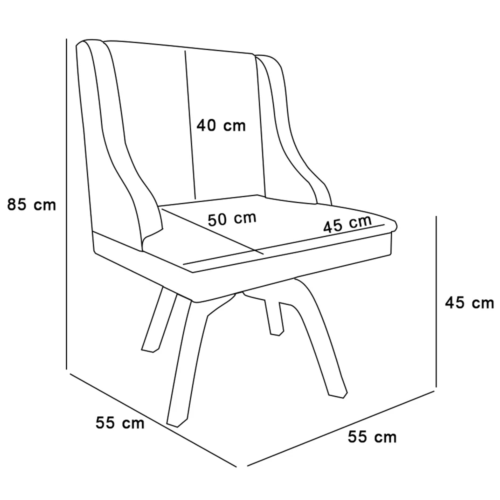 Kit 8 Cadeiras Estofadas Giratória para Sala de Jantar Lia Suede Azul Marinho - Ibiza