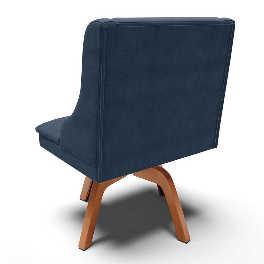 Kit 8 Cadeiras Estofadas Giratória para Sala de Jantar Lia Suede Azul Marinho - Ibiza