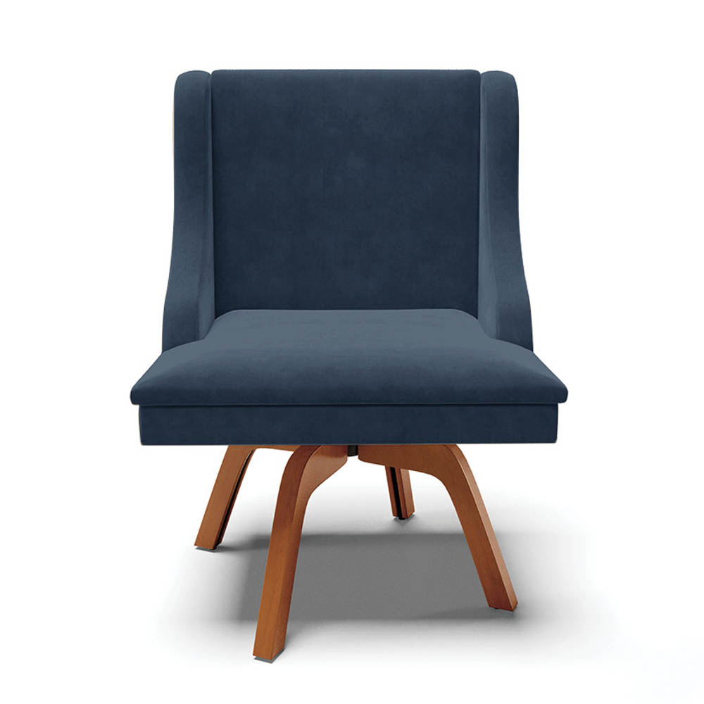 Kit 8 Cadeiras Estofadas Giratória para Sala de Jantar Lia Suede Azul Marinho - Ibiza