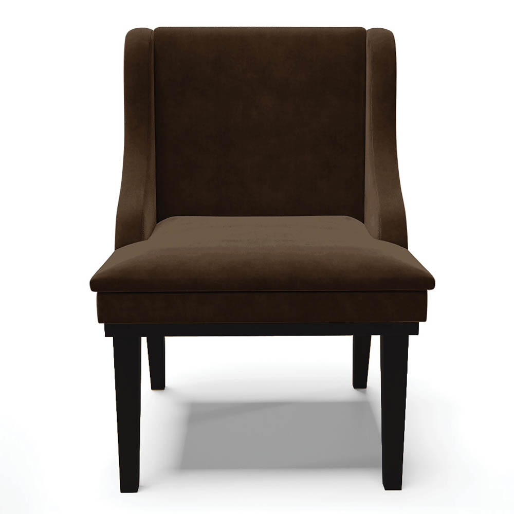 Kit 8 Cadeiras Estofadas para Sala de Jantar Base Fixa de Madeira Preto Lia Suede Marrom - Ibiza