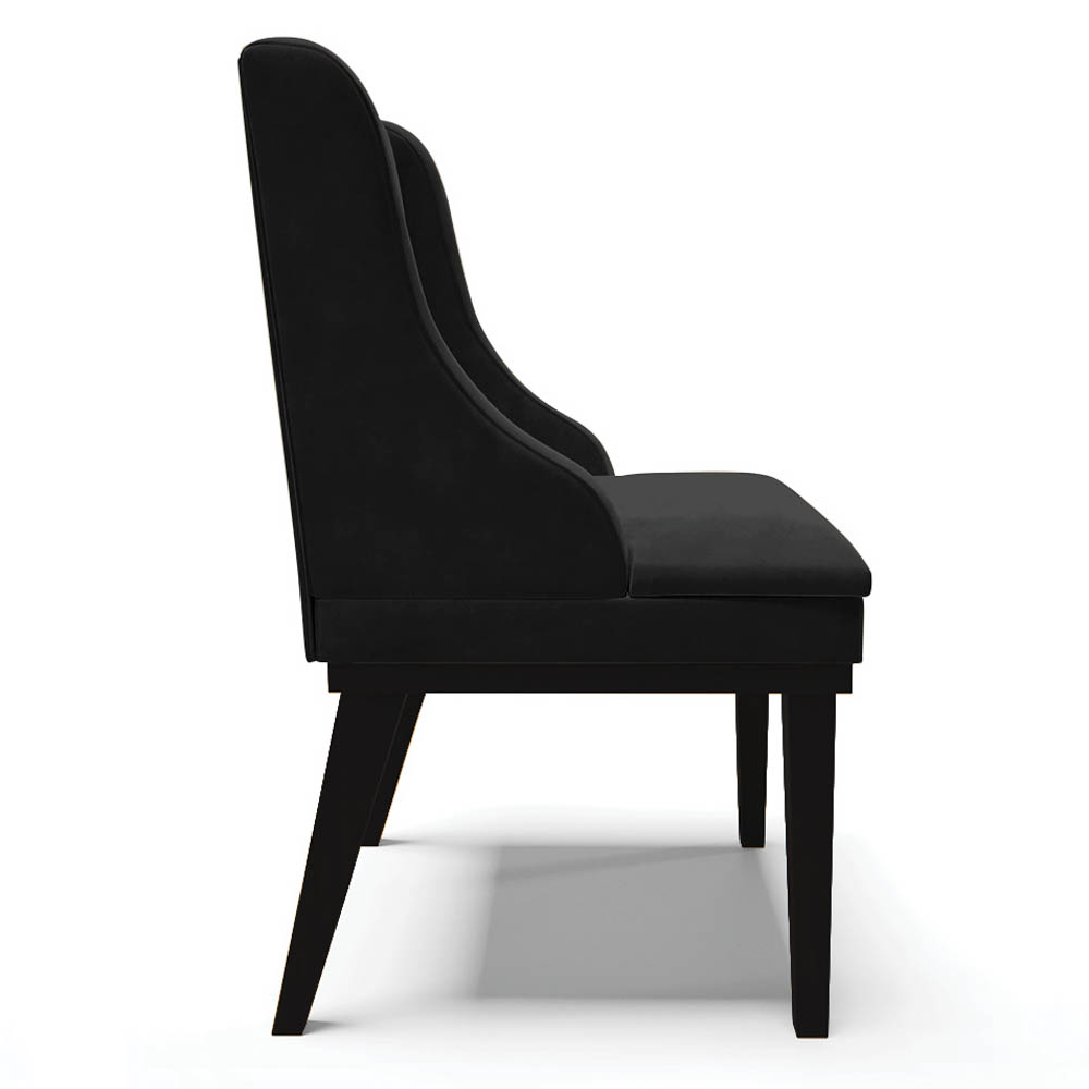 Kit 8 Cadeiras Estofadas para Sala de Jantar Base Fixa de Madeira Preto Lia Suede Preto - Ibiza