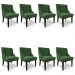 Kit 8 Cadeiras Estofadas para Sala de Jantar Base Fixa de Madeira Preto Lia Suede Verde - Ibiza