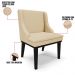 Kit 8 Cadeiras Estofadas para Sala de Jantar Base Fixa de Madeira Preto Lia Veludo Luxo Off White - Ibiza