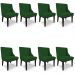 Kit 8 Cadeiras Estofadas para Sala de Jantar Base Fixa de Madeira Preto Lia Veludo Luxo Verde - Ibiza