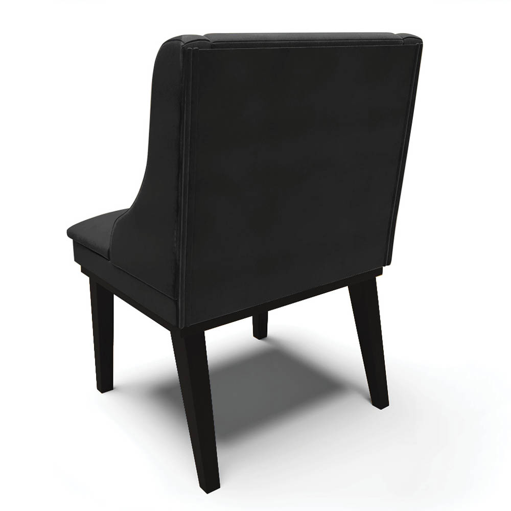 Kit 8 Cadeiras Estofadas para Sala de Jantar Base Fixa de Madeira Preto Lia Veludo Preto - Ibiza