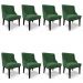 Kit 8 Cadeiras Estofadas para Sala de Jantar Base Fixa de Madeira Preto Lia Veludo Verde - Ibiza