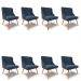 Kit 8 Cadeiras Estofadas para Sala de Jantar Pés Palito Lia Suede Azul Marinho - Ibiza