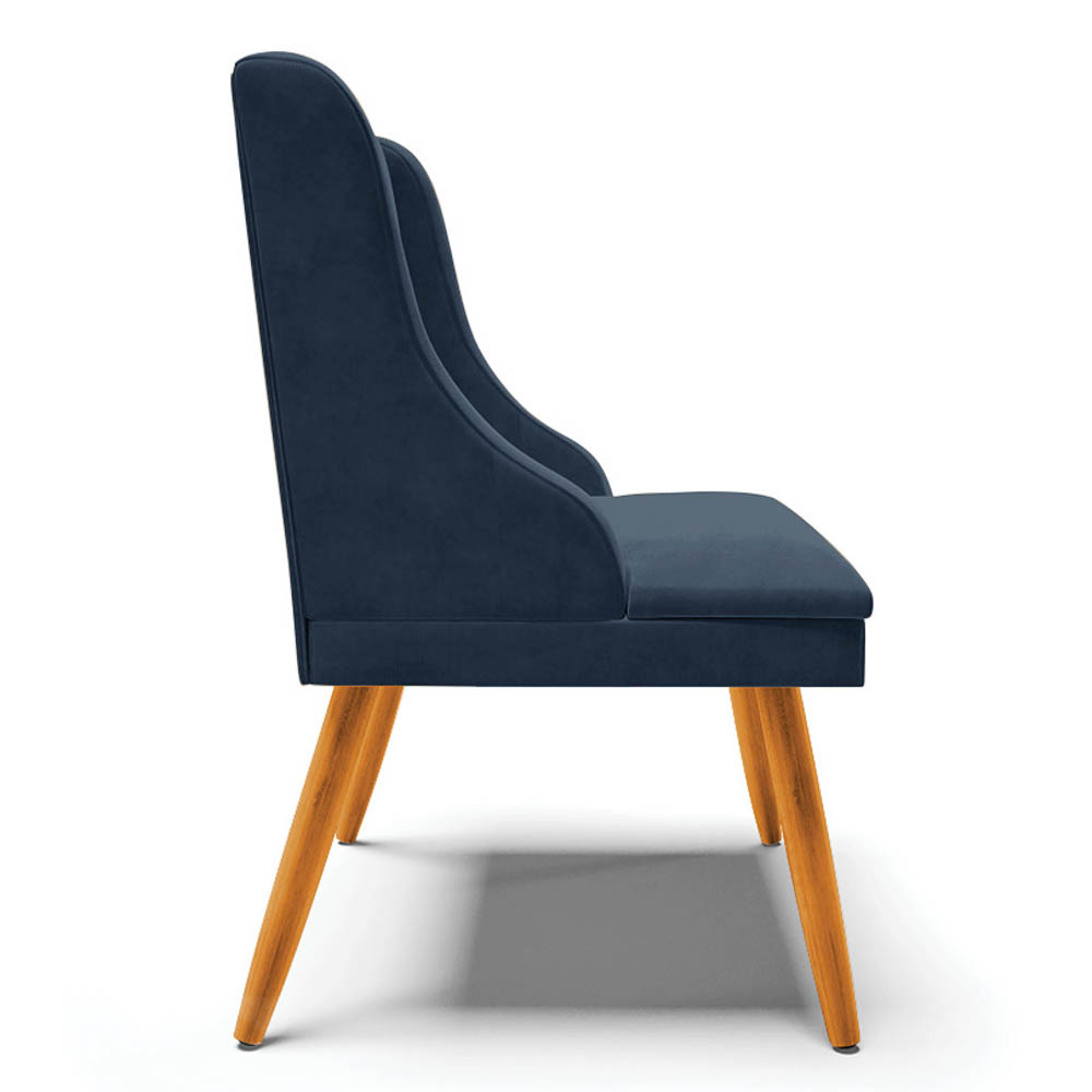 Kit 8 Cadeiras Estofadas para Sala de Jantar Pés Palito Lia Suede Azul Marinho - Ibiza