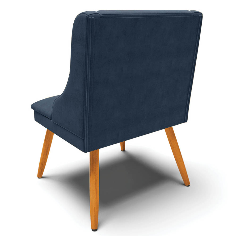 Kit 8 Cadeiras Estofadas para Sala de Jantar Pés Palito Lia Suede Azul Marinho - Ibiza