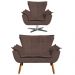Kit Namoradeira 2 Lugares e 1 Poltrona Decorativa Giratória Cromada Opla Suede Marrom - Ibiza