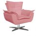 Kit Namoradeira 2 Lugares e 1 Poltrona Decorativa Giratória Cromada Opla Suede Rose - Ibiza