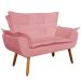 Kit Namoradeira 2 Lugares e 2 Poltronas Decorativas Pés Palito Opla Suede Rosê - Ibiza