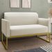 Kit Namoradeira e 1 Poltrona Decorativa Base Industrial Dourada Maressa A19 Linho Grosso Bege - Ibiza
