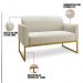 Kit Namoradeira e 1 Poltrona Decorativa Base Industrial Dourada Maressa A19 Linho Grosso Bege - Ibiza