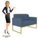 Kit Namoradeira e 1 Poltrona Decorativa Base Industrial Dourada Maressa S04 Suede Azul Marinho - Ibiza
