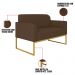 Kit Namoradeira e 1 Poltrona Decorativa Base Industrial Dourada Maressa S06 Suede Marrom - Ibiza