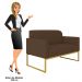 Kit Namoradeira e 1 Poltrona Decorativa Base Industrial Dourada Maressa S06 Suede Marrom - Ibiza