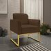 Kit Namoradeira e 1 Poltrona Decorativa Base Industrial Dourada Maressa S06 Suede Marrom - Ibiza
