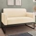 Kit Namoradeira e 1 Poltrona Decorativa Base Industrial Preta Maressa S03 Suede Bege - Ibiza