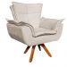 Kit Namoradeira e 2 Poltronas Base Giratória Madeira Opla Suede Bege - Ibiza